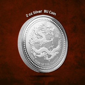 2024 Samoa Year of the Dragon 2 oz Silver BU Coin
