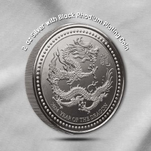 2024 Samoa Lunar Year of the Dragon 2 oz Silver with Black Rhodium Plating Coin